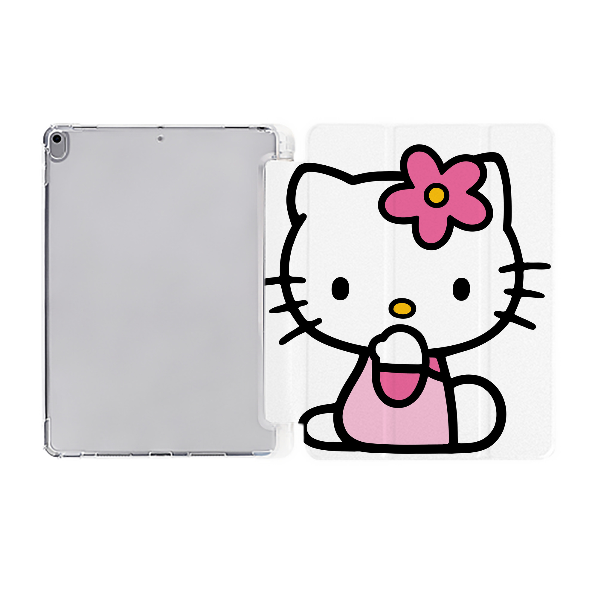 （画像用） Hello Kitty ハローキティ IPad ケース ペン収納付き 三つ折りスタンド PUレザー×シリコン 対応機種9.5/10.5/10.9インチ